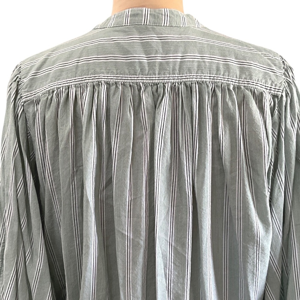 Pilcro Anthropologie Green Stripe Boho Peasant Cocoon Blouse Women's Size S - Picture 8 of 12